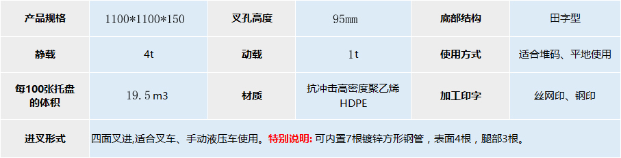 JSL-1111田字塑料托盤（可堆碼）